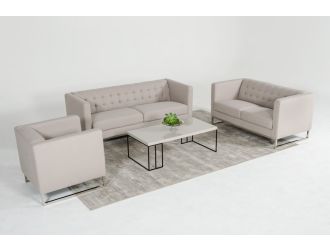 Divani Casa Dominic Mid-Century Grey Fabric Sofa Set