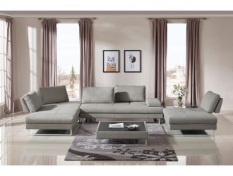 Divani Casa Baxter - Modern Grey Fabric Sectional Sofa + Coffee Table
