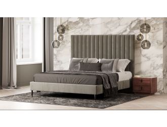 Modrest Hemlock - Modern Grey Velvet Bed