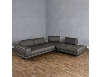 Lamod Italia Mood - Italian Grey Leather Right Facing Sectional Sofa