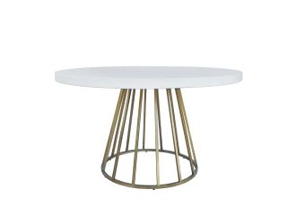 Modrest Harper Modern White Concrete & Antique Brass Round Dining Table