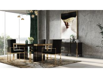 Nova Domus Cartier Modern Black & Rosegold Dining Table