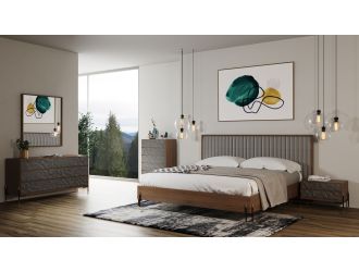 Nova Domus Metcalf - Mid-Century Walnut & Grey Bedroom Set