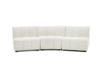Divani Casa Olandi - Modern White Fabric Curved Sectional Sofa