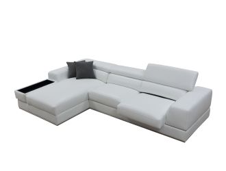 Divani Casa Pella Mini - Modern White Leather Left Facing Sectional Sofa