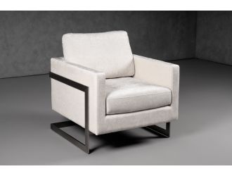 Modrest Prince - Contemporary Off White Fabric and Silver Accent Chair