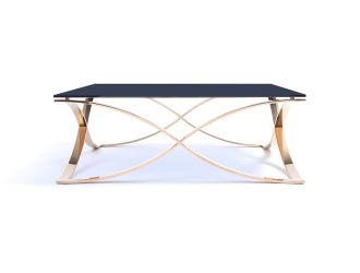 Modrest Reklaw Modern Smoked Glass & Rosegold Coffee Table