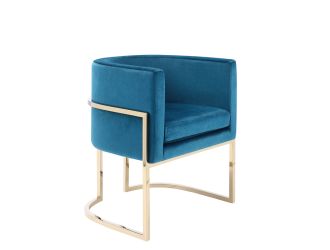 Modrest Betsy Modern Blue Velvet & Gold Dining Chair