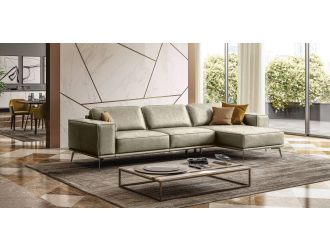 Lamod Italia Soho - Italian Right Facing Grey Maya Cloud Leather Sectional Sofa