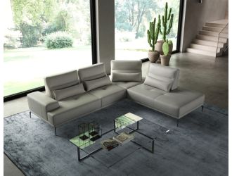 Lamod Italia Sunset - Contemporary Italian Grey Leather Right Facing Sectional Sofa