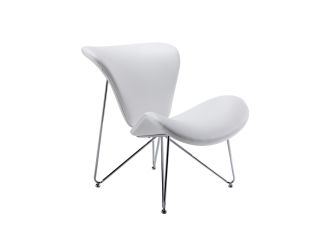 Modrest Decatur Mid-Century White Leatherette Accent Chair
