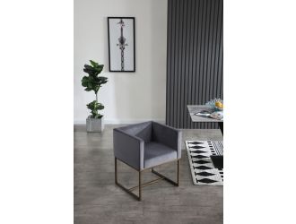 Modrest Marty - Modern Dark Grey & Copper Antique Brass Dining Chair