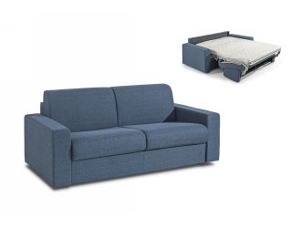 Modrest Made in Italy Urrita - Modern Blue Fabric Sofa Bed w/ Full Size Mattress
