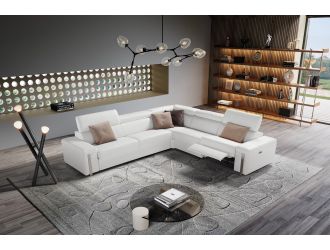 Lamod Italia Bogart - Italian Modern White Leather Sectional Sofa Bed with Recliner