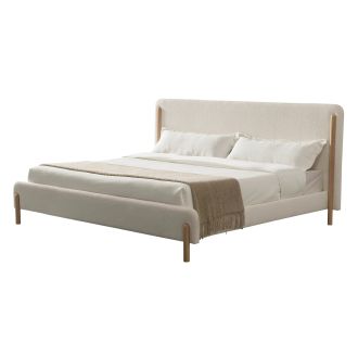 Modrest Electra - Modern Ivory Fabric + Rubberwood Bed
