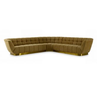 Divani Casa Granby - Glam Mustard + Gold Fabric Sectional Sofa