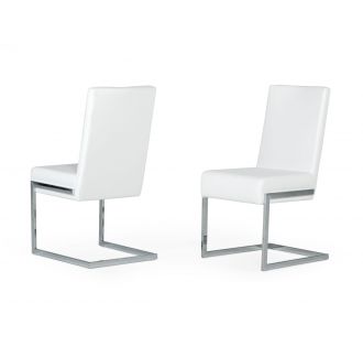 Modrest Batavia - Modern White & Stainless Steel Dining Chair (Set of 2)