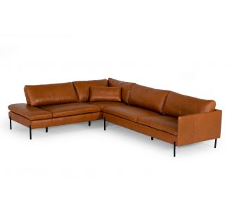 Divani Casa Sherry - Modern Cognac Leather Left Facing Sectional Sofa