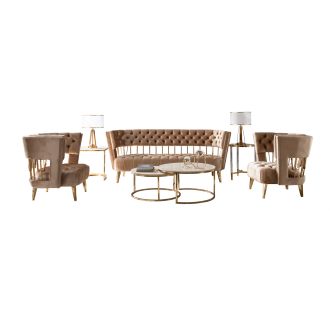 Divani Casa Courtney - Beige & Gold Fabric Lounge Chair
