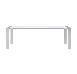 Modrest Fauna - Modern White High Gloss & Stainless Steel Chrome Dining Table