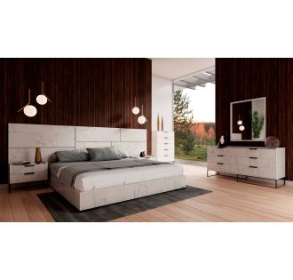Nova Domus Marbella - Italian Modern White Faux Marble Bed Set