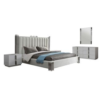 Modrest Token - Modern White + Stainless Steel Bedroom Set