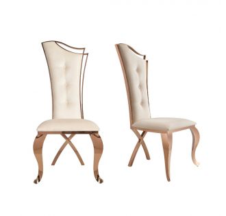 Modrest Bonnie Transitional Black Velvet & Rosegold Dining Chair (Set of 2) | Gästehandtücher