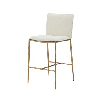Modrest Atlanta - Modern Off-White Fabric & Brass Counter Chair