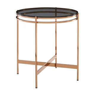 Modrest Bradford - Modern Smoked Glass & Rosegold Small End Table