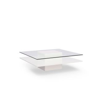 Modrest Clarion - Modern White & Clear Glass Coffee Table
