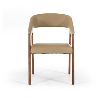 Modrest Clive Mid-Century Taupe & Walnut Dining Chair