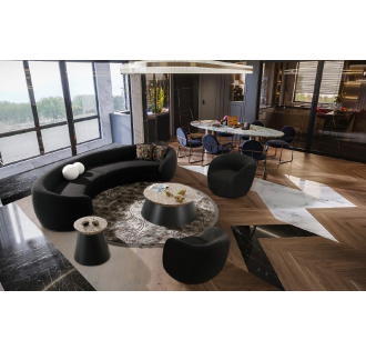 Modrest - Kilmer Modern Black Curved Fabric Sectional Sofa