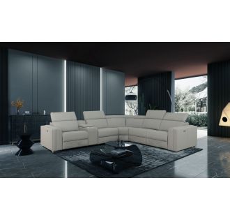 Divani Casa Delmont - Modern Grey Sectional Sofa + Recliners