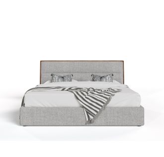 Modrest Dustin - Modern Grey Fabric & Walnut Trimmed Bed
