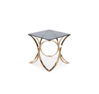 Modrest Reklaw Modern Smoked Glass & Rosegold End Table