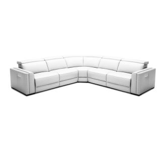 Modrest Frazier - Modern White Leather Sectional Sofa with 3 Recliners