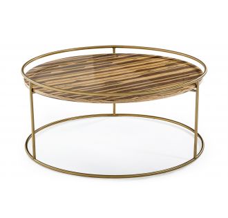 Modrest Gilcrest - Glam Brown and Gold Marble Coffee Table