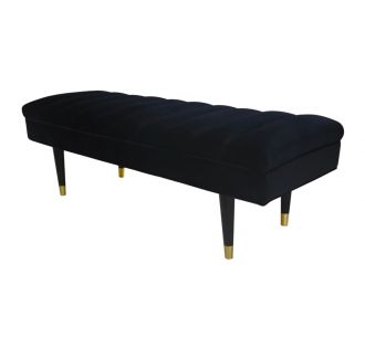 Divani Casa Ritner Modern Black Velvet Bench