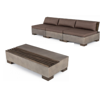 Modrest Delaware - Modern Concrete Sofa Set with Rectangular Coffee Table