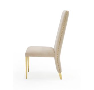 Modrest Keisha - Modern Beige Velvet and Gold Dining Chair Set of 2