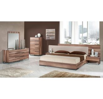 Nova Domus Matteo Italian Modern Walnut & Fabric Bedroom Set