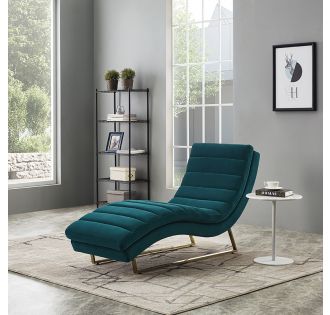 Divani Casa Auburn Modern Green Velvet Lounge Chaise