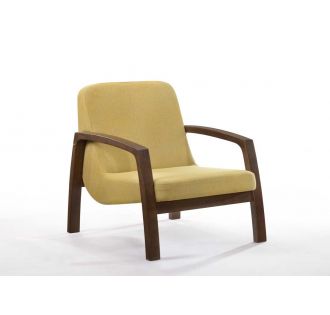Modrest Bronson Mid-Century Modern Yellow & Walnut Accent Chair