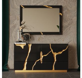 Modrest Aspen - Modern Black and Gold Dresser
