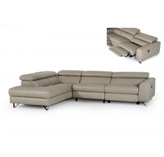 Divani Casa Versa - Modern Light Taupe Eco-Leather Left Facing Sectional Sofa with Recliner
