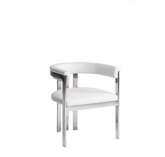 Modrest Pontiac - Modern White Vegan Leather + Stainless Steel Dining Chair