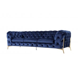 Divani Casa Sheila - Transitional Dark Blue Fabric Sofa