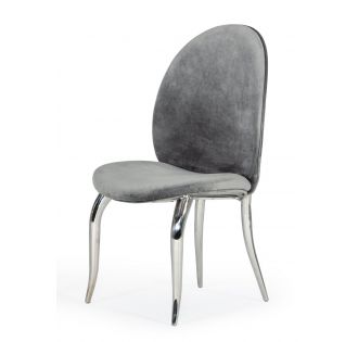 Modrest Vince - Glam Grey Velvet Dining Chair Set of 2