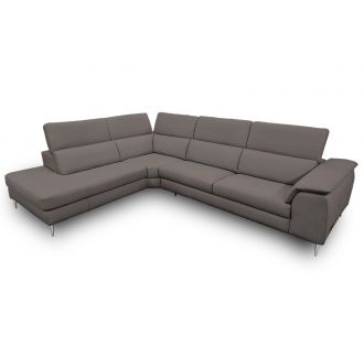 Lamod Italia Viola - Italian Contemporary Grey Leather Left Facing Sectional Sofa
