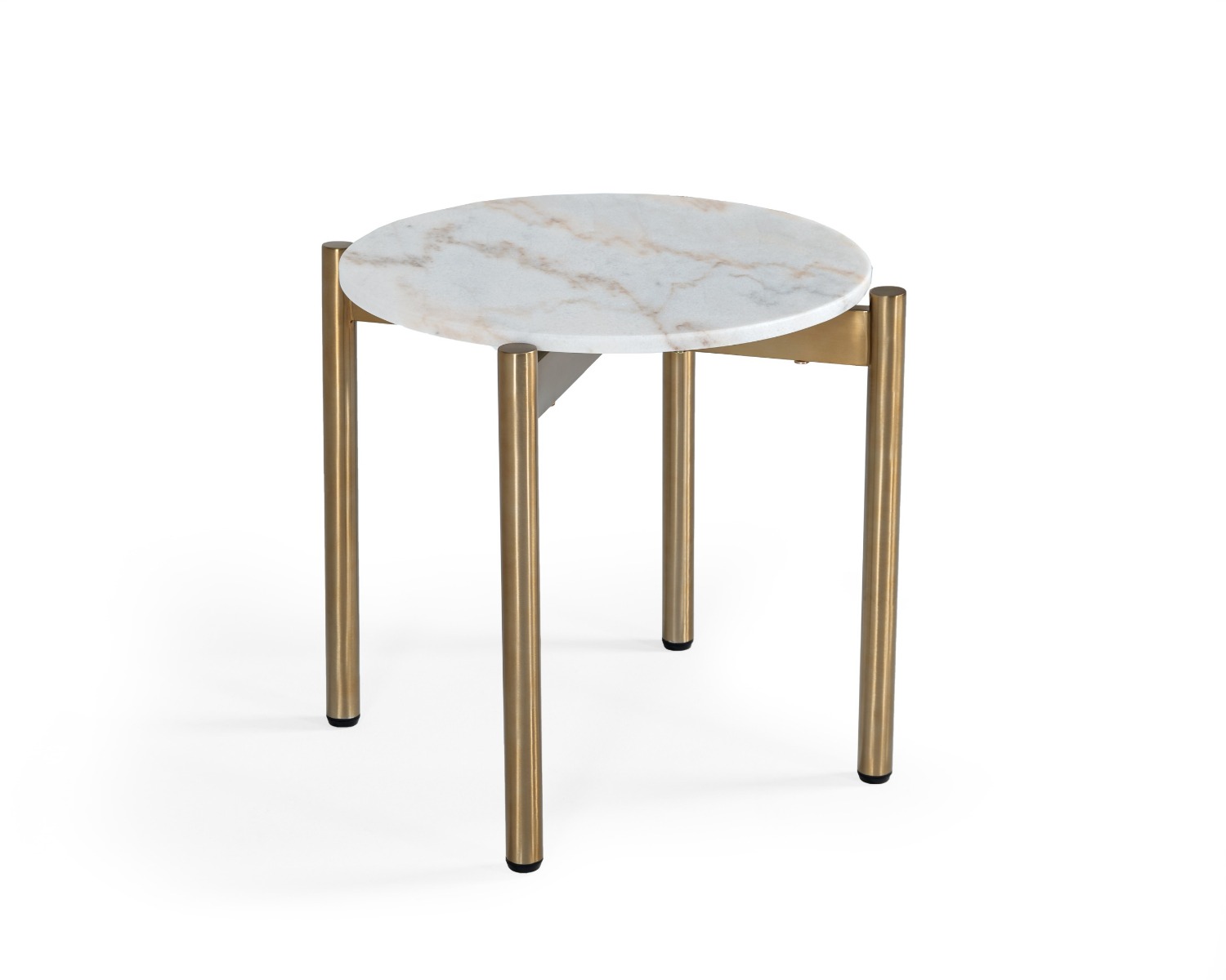 Modrest Denzel White Marble Gold End Table | VIG Furniture